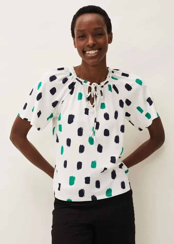 Women Phase Eight Knitwear Dia Spot Print Top Ivory Multi