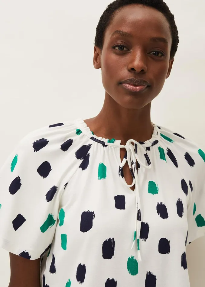 Women Phase Eight Knitwear Dia Spot Print Top Ivory Multi