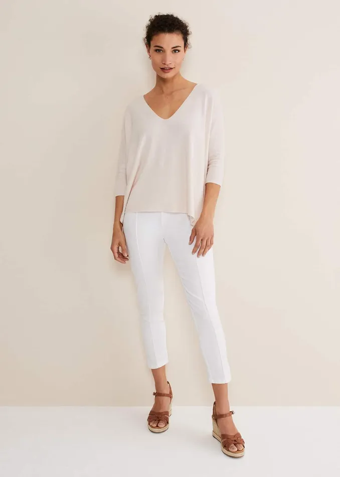 Women Phase Eight Knitwear Eden V Neck Jumper Pale Pink