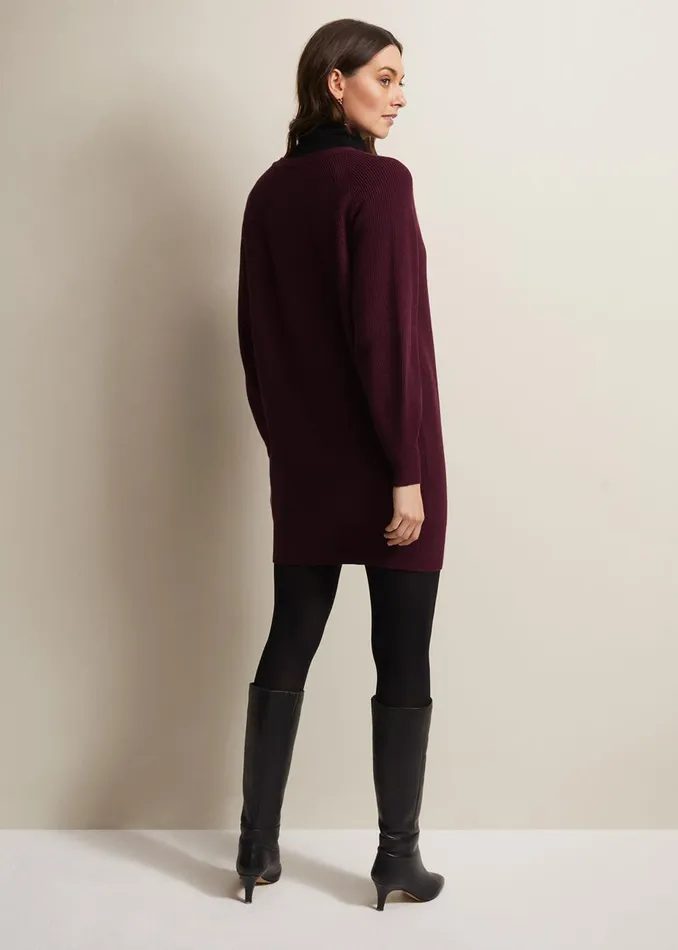 Women Phase Eight Knitwear Eliana Chunky Knitted Mini Dress Wine