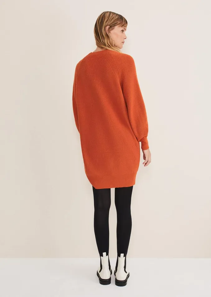 Women Phase Eight Knitwear Eliana Knitted Jumper Dress Orange