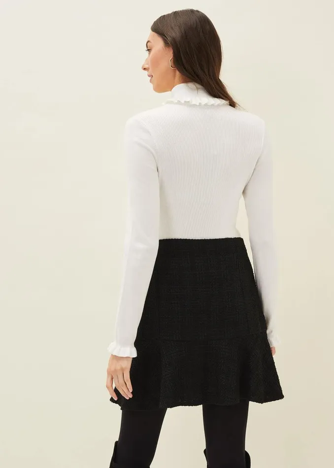 Women Phase Eight Knitwear Emila Frill Detail Fine Knit Jumper Winter White