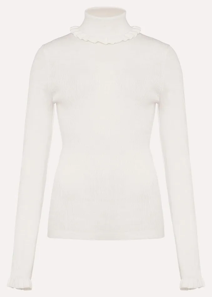 Women Phase Eight Knitwear Emila Frill Detail Fine Knit Jumper Winter White