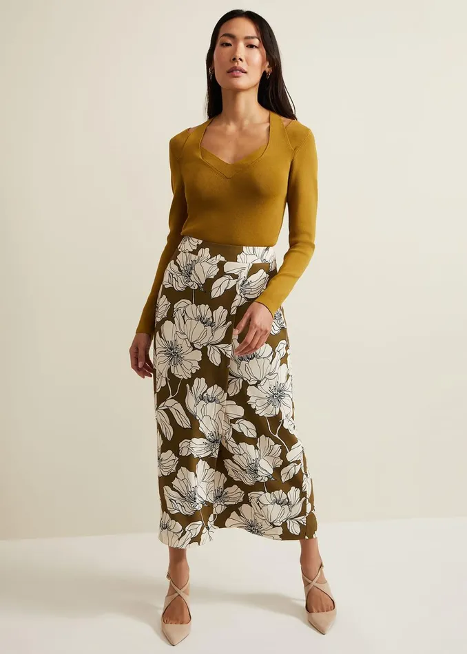 Women Phase Eight Knitwear Emily Cut Out Compact Knit Top Olive