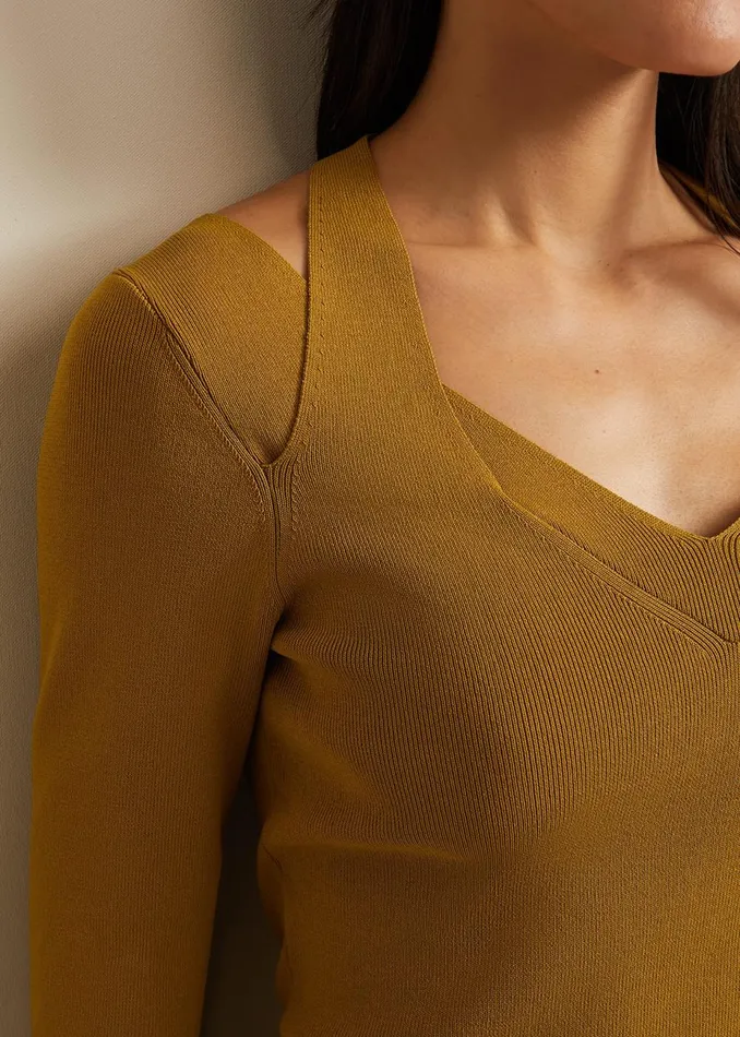 Women Phase Eight Knitwear Emily Cut Out Compact Knit Top Olive