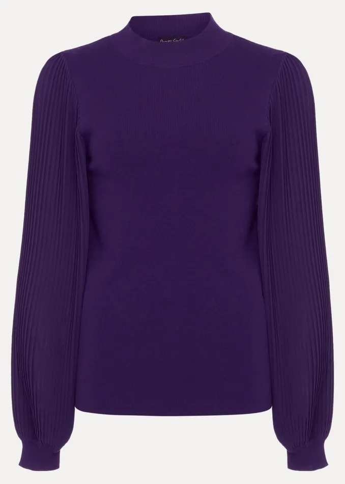 Women Phase Eight Knitwear Emryl Purple Pleated Sleeve Jumper Purple