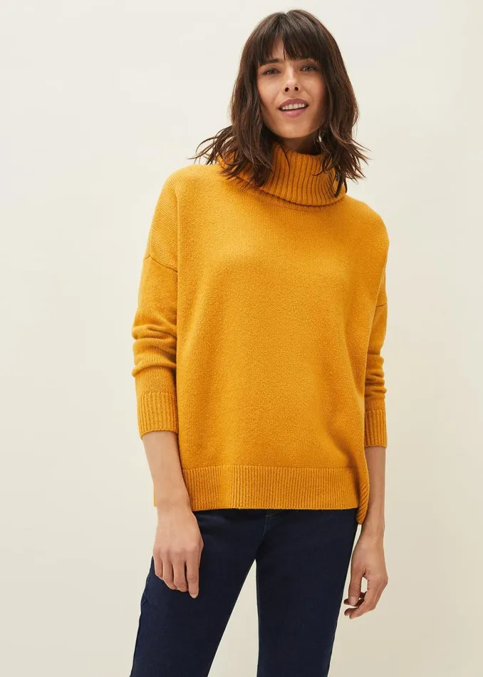Women Phase Eight Knitwear Eva Roll Neck Jumper Ochre