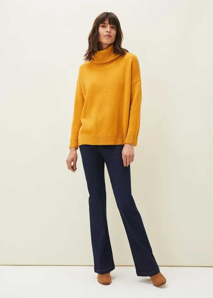 Women Phase Eight Knitwear Eva Roll Neck Jumper Ochre