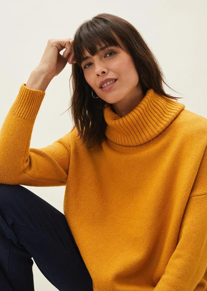 Women Phase Eight Knitwear Eva Roll Neck Jumper Ochre