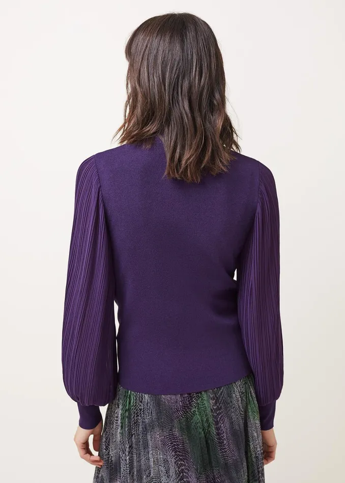 Women Phase Eight Knitwear Everley Pleat Sleeve Fine Knit Jumper Plum