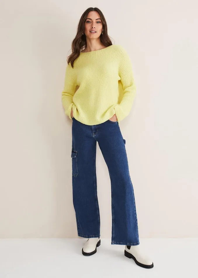 Women Phase Eight Knitwear Fay Mohair Open Knitted Jumper Sherbet