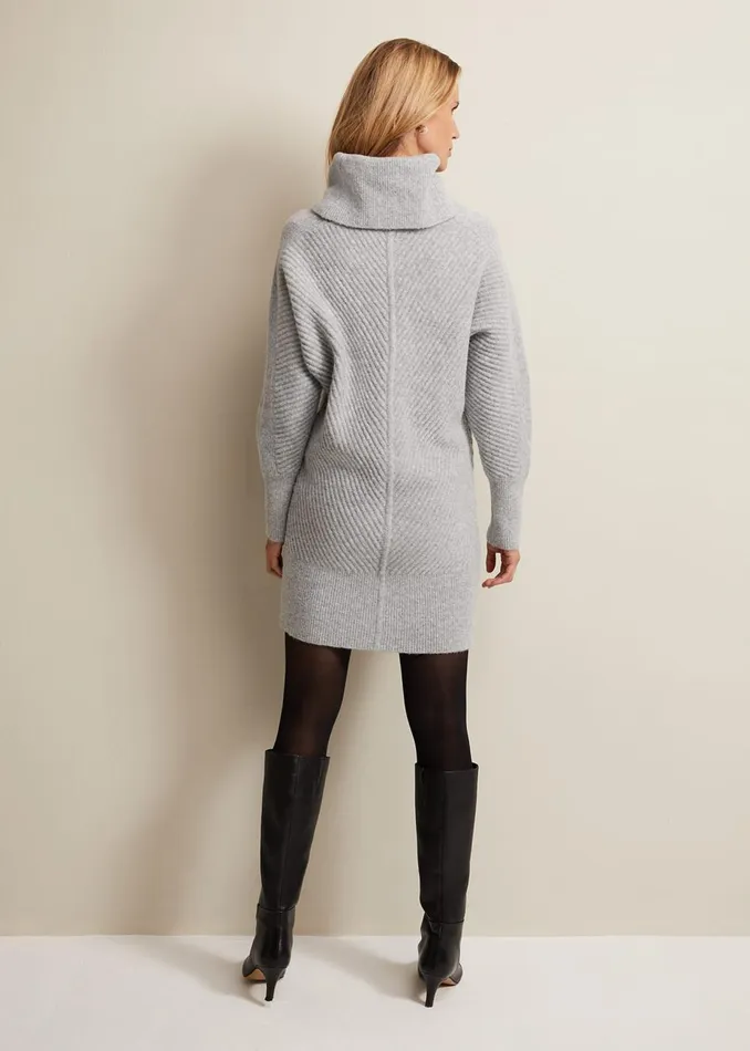 Women Phase Eight Knitwear Fillipa Grey Knitted Tunic Mini Dress Grey
