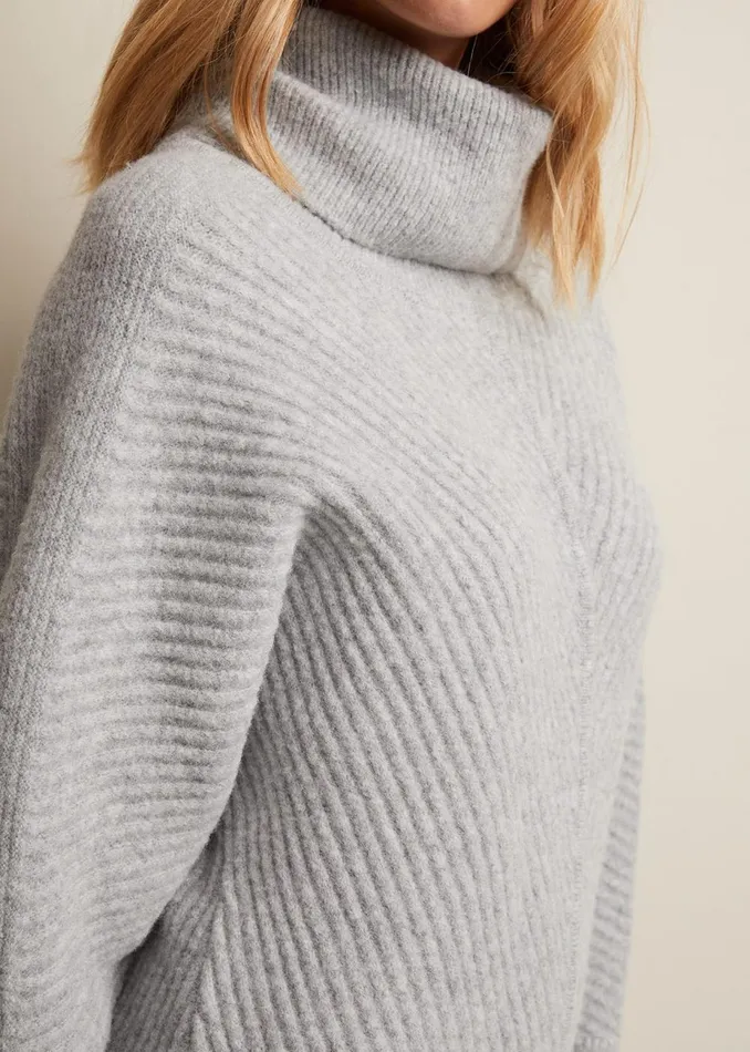 Women Phase Eight Knitwear Fillipa Grey Knitted Tunic Mini Dress Grey