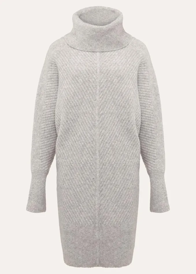 Women Phase Eight Knitwear Fillipa Grey Knitted Tunic Mini Dress Grey