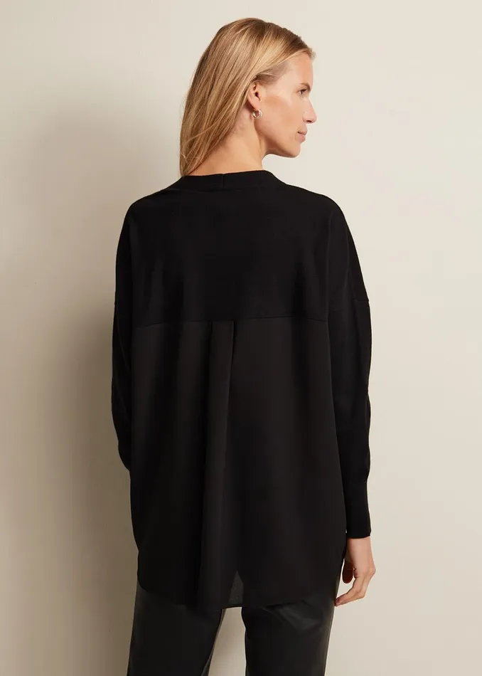 Women Phase Eight Knitwear Flora Black VNeck Fine Knit Top Black
