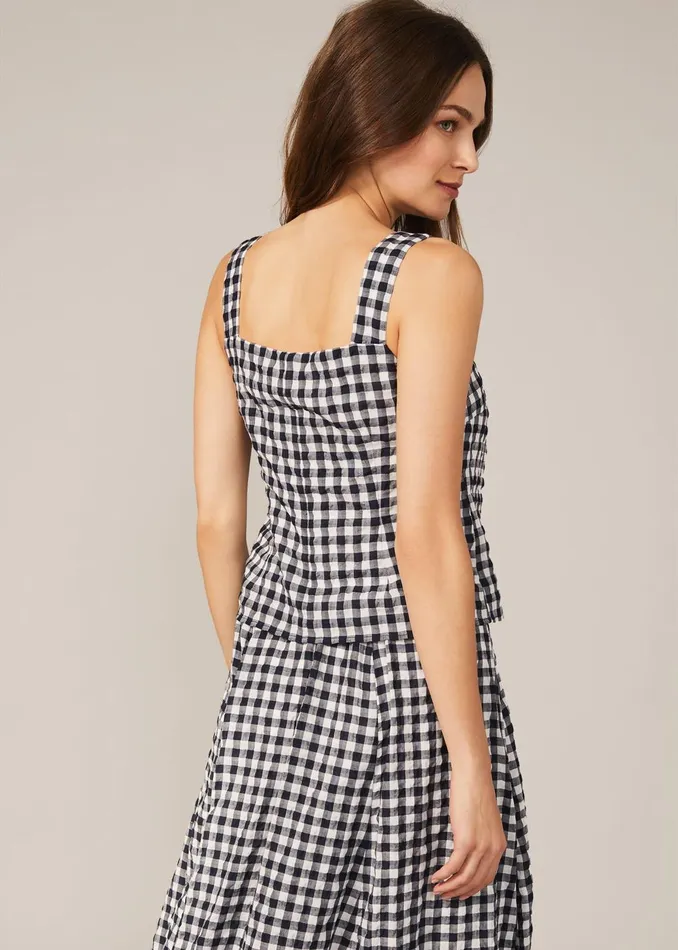 Women Phase Eight Knitwear Gingham Cami Top Navywhite