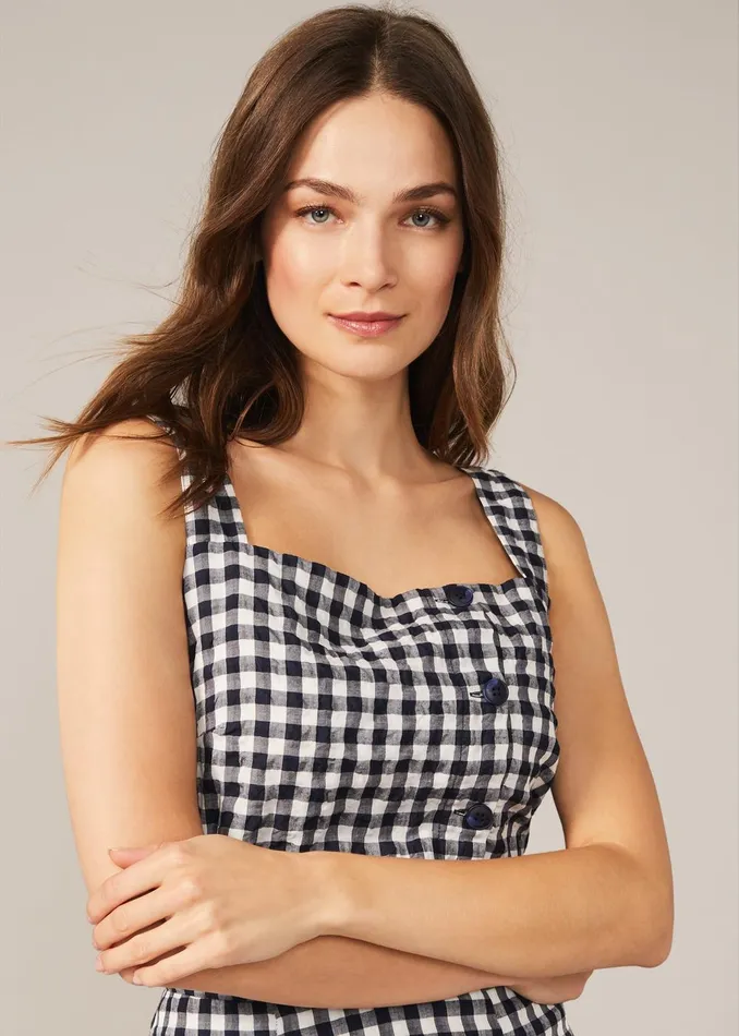 Women Phase Eight Knitwear Gingham Cami Top Navywhite