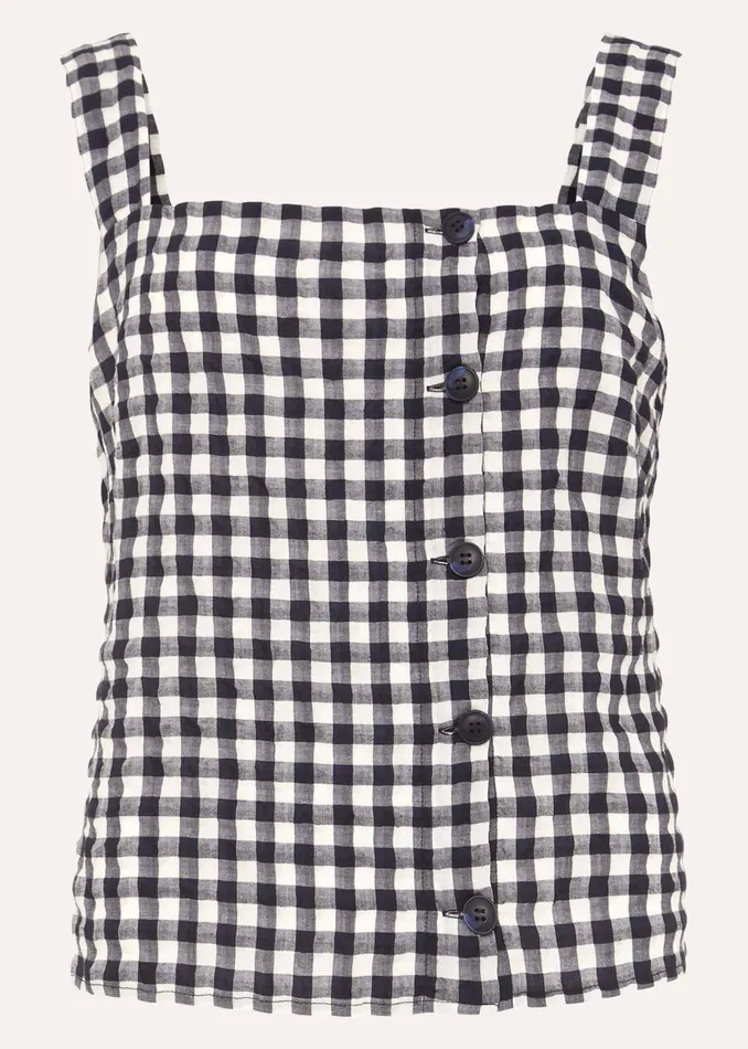 Women Phase Eight Knitwear Gingham Cami Top Navywhite