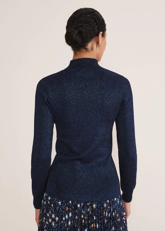 Women Phase Eight Knitwear Gwyneth Lurex Knitted Jumper Midnightblue