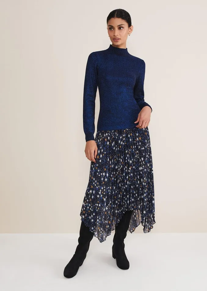 Women Phase Eight Knitwear Gwyneth Lurex Knitted Jumper Midnightblue