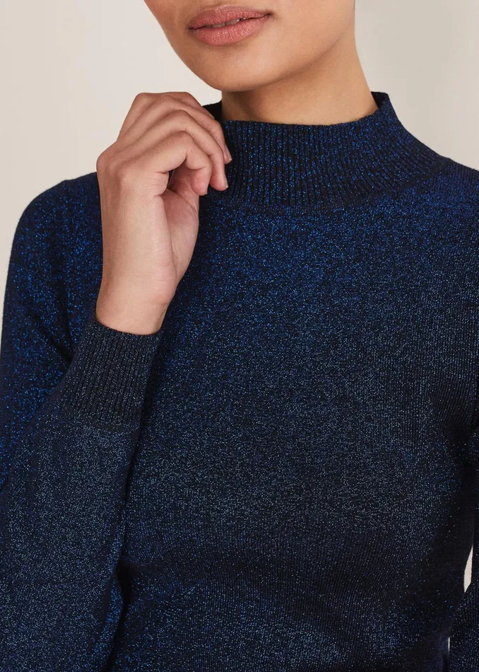 Women Phase Eight Knitwear Gwyneth Lurex Knitted Jumper Midnightblue