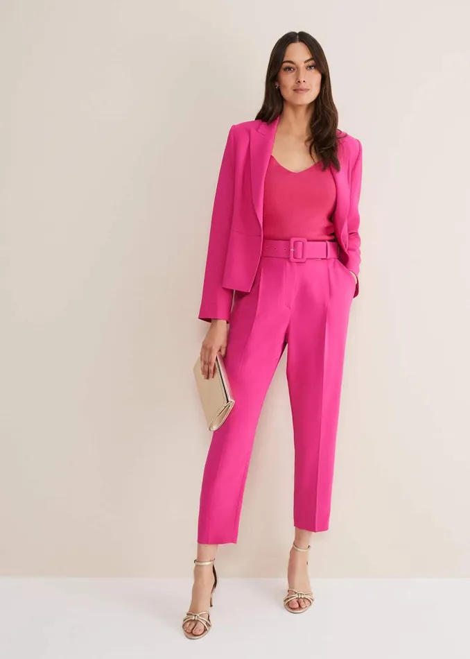 Women Phase Eight Knitwear Halina Sweetheart Neck Knitted Top Fluro Pink