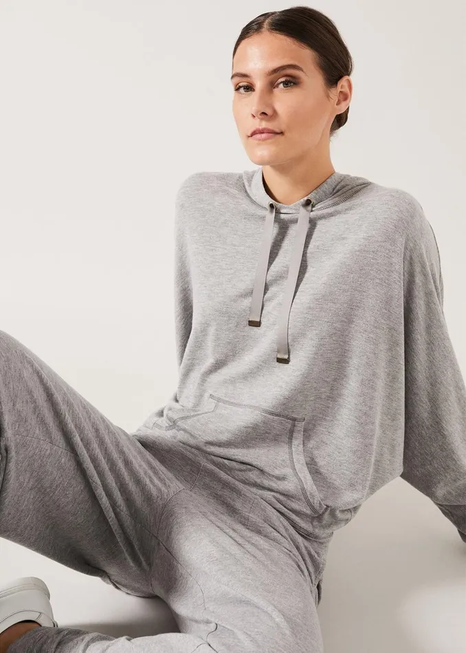 Women Phase Eight Knitwear Hooded Sweat Top Grey Marl