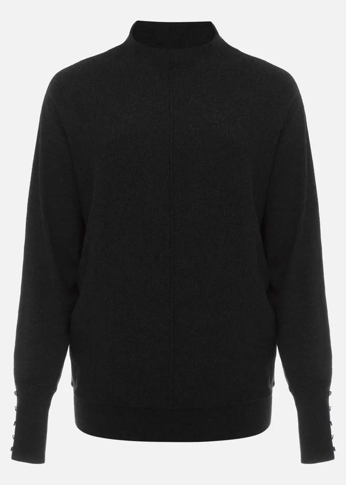 Women Phase Eight Knitwear Indigo Button Cuff Easy Knit Charcoal