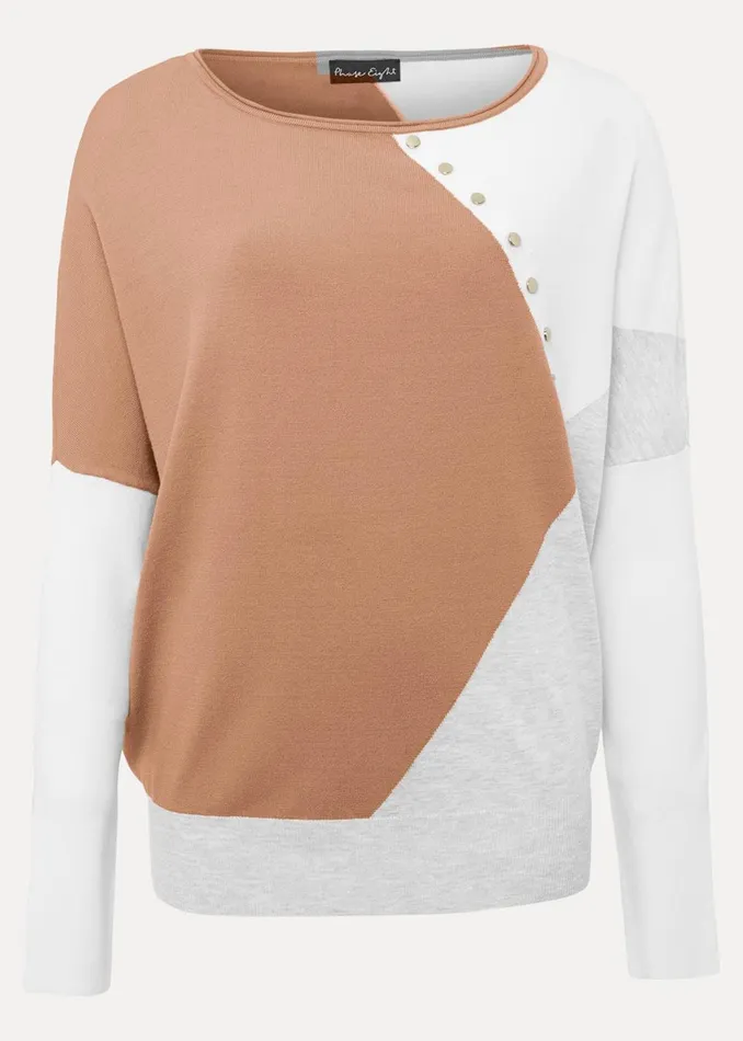 Women Phase Eight Knitwear Isabel Colourblock Knit Grey Multi