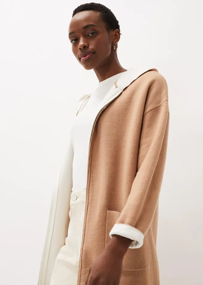 Women Phase Eight Knitwear Jane Double Face Knit Coat Camelivory