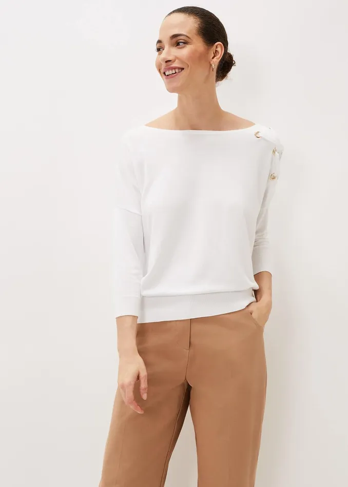 Women Phase Eight Knitwear Janette Eyelet Knit Jumper Ivory
