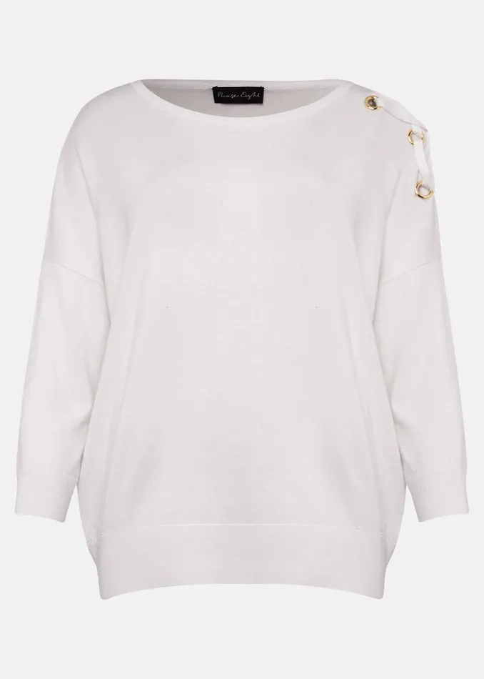 Women Phase Eight Knitwear Janette Eyelet Knit Jumper Ivory