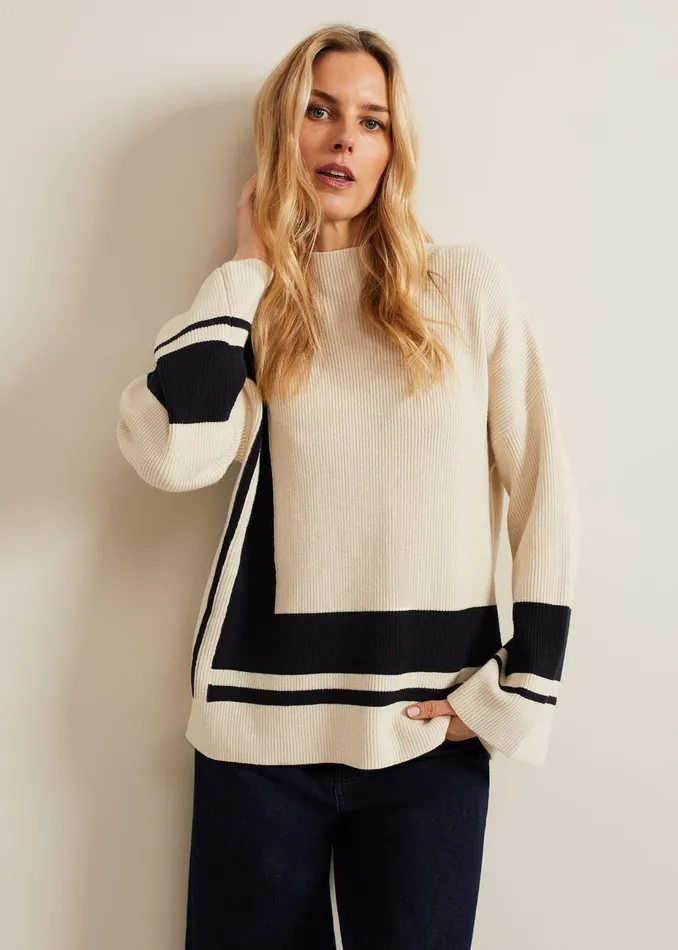 Women Phase Eight Knitwear Kayleigh Chunky Boxy Striped Jumper Stonenavy