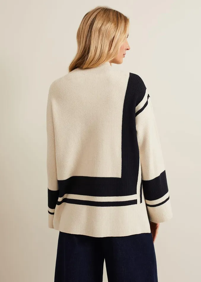 Women Phase Eight Knitwear Kayleigh Chunky Boxy Striped Jumper Stonenavy