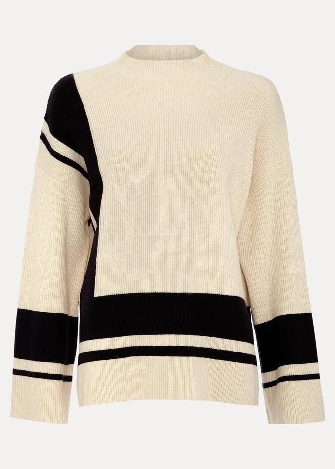 Women Phase Eight Knitwear Kayleigh Chunky Boxy Striped Jumper Stonenavy