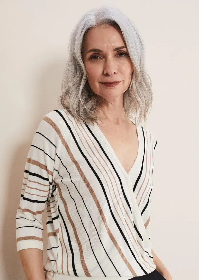 Women Phase Eight Knitwear Leonna Striped Knit Blackneutral