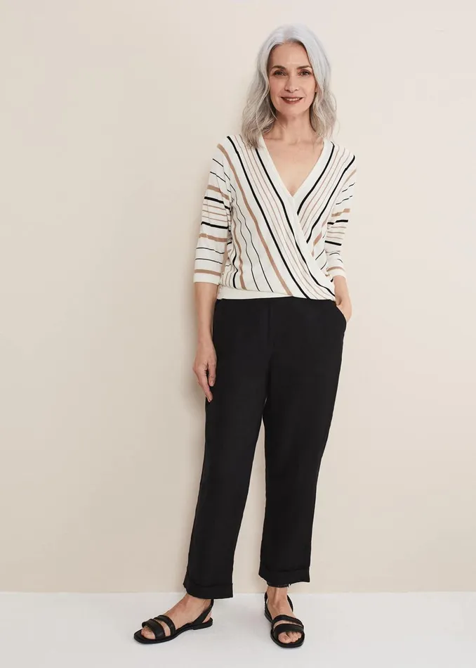Women Phase Eight Knitwear Leonna Striped Knit Blackneutral