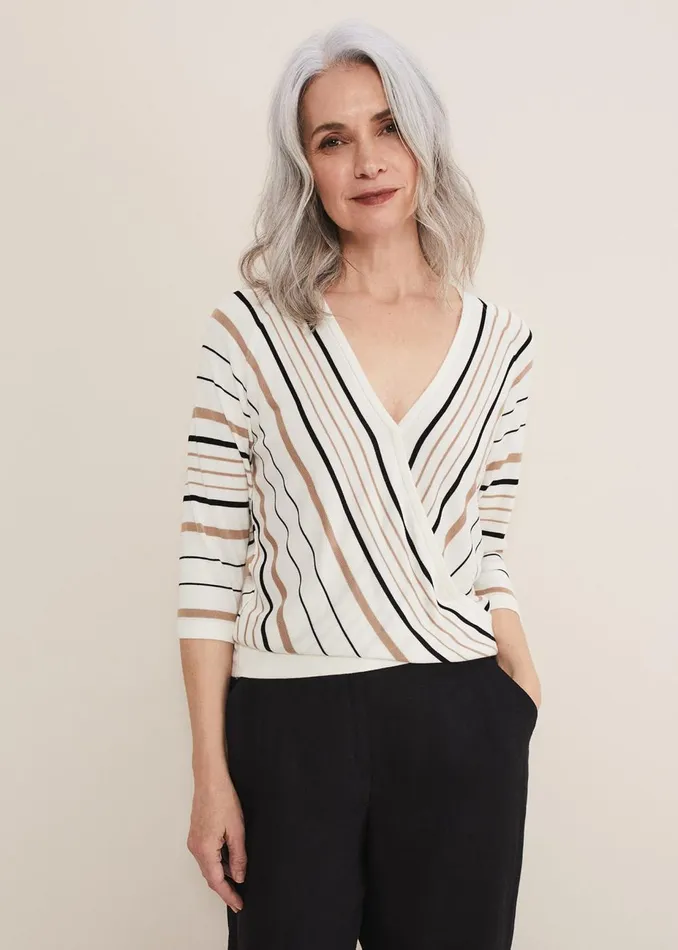 Women Phase Eight Knitwear Leonna Striped Knit Blackneutral
