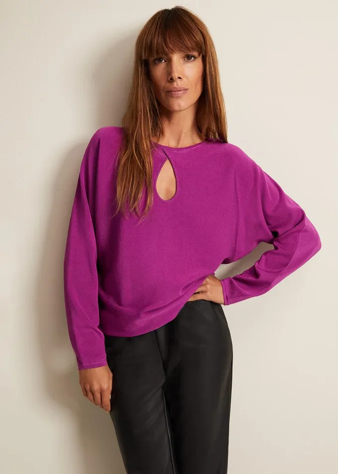 Women Phase Eight Knitwear Letina Slinky Keyhole Knit Jumper Purple