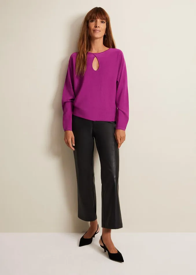 Women Phase Eight Knitwear Letina Slinky Keyhole Knit Jumper Purple