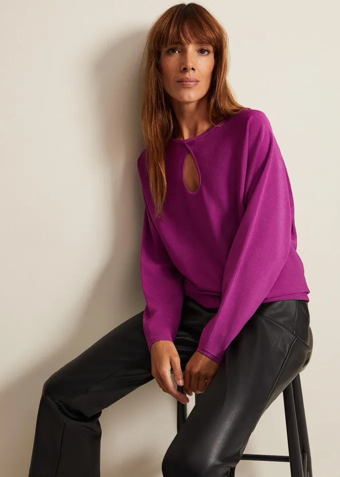 Women Phase Eight Knitwear Letina Slinky Keyhole Knit Jumper Purple