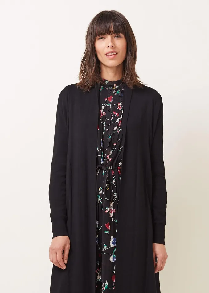 Women Phase Eight Knitwear Lili Fine Knit Maxi Cardigan Black