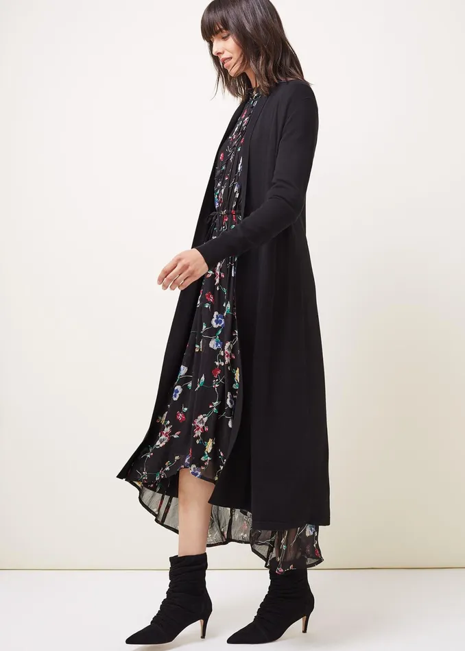 Women Phase Eight Knitwear Lili Fine Knit Maxi Cardigan Black