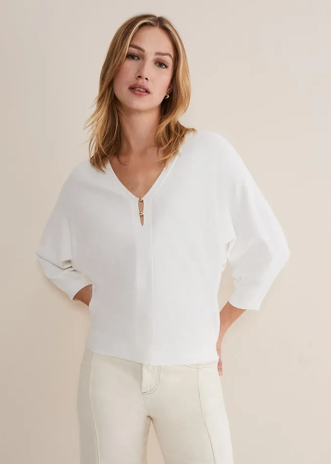 Women Phase Eight Knitwear Lilliah Fine Knit Embellished Jumper Ivory
