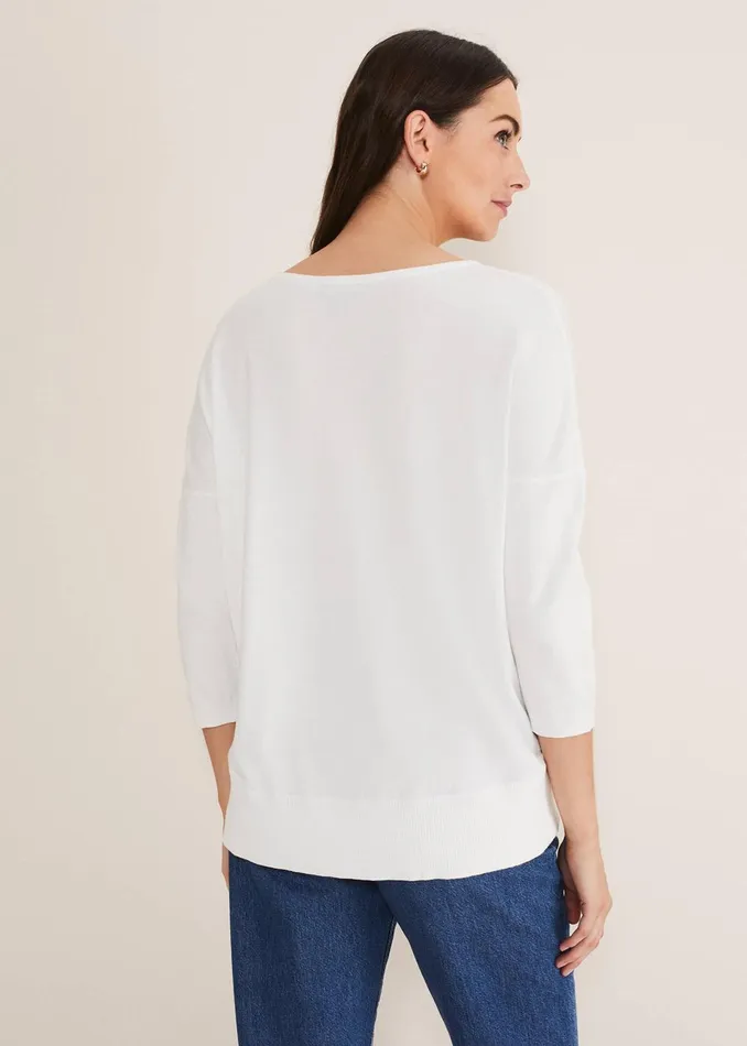 Women Phase Eight Knitwear Linda Button Trim Knit Ivory