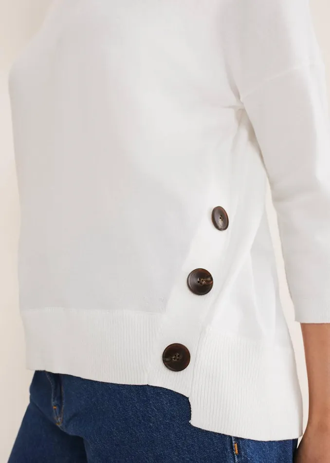 Women Phase Eight Knitwear Linda Button Trim Knit Ivory