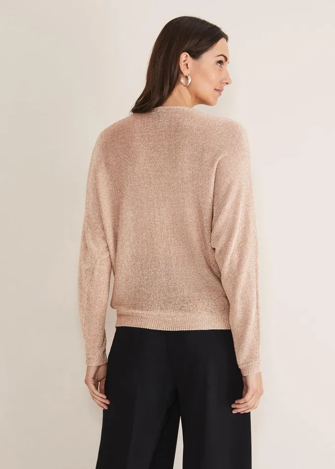 Women Phase Eight Knitwear Malti Metallic Cowl Neck Knit Rose Gold