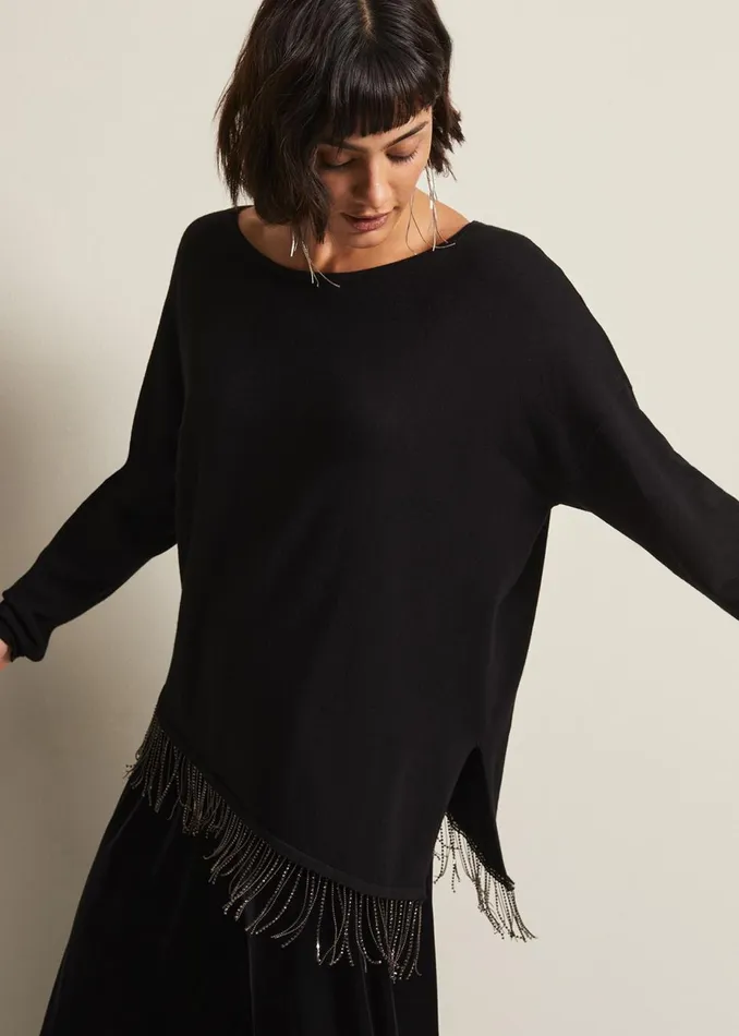 Women Phase Eight Knitwear Mellia Fine Knit Diamante Top Black