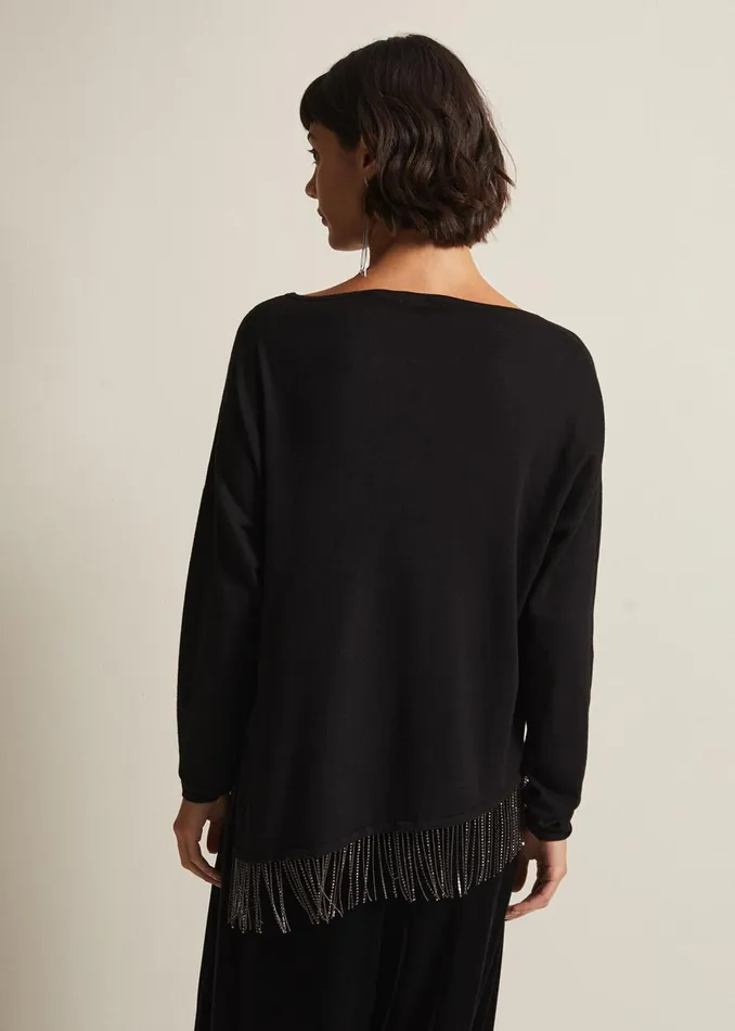 Women Phase Eight Knitwear Mellia Fine Knit Diamante Top Black