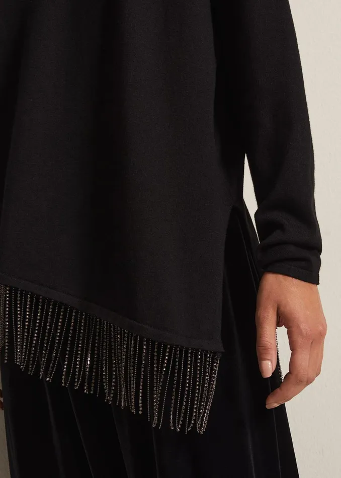 Women Phase Eight Knitwear Mellia Fine Knit Diamante Top Black